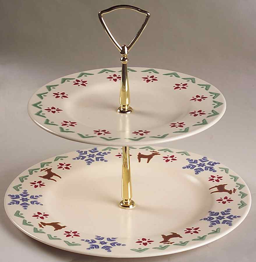 Nordic Christmas 6 5/8"-10"  2 Tiered Serving Tray (Dp, Sp) HC by Pfaltzgraff-1