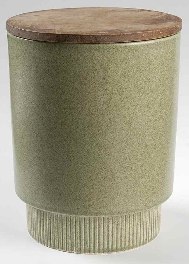 Nordic Green Extra Large Canister & Wood Lid by Pfaltzgraff-1