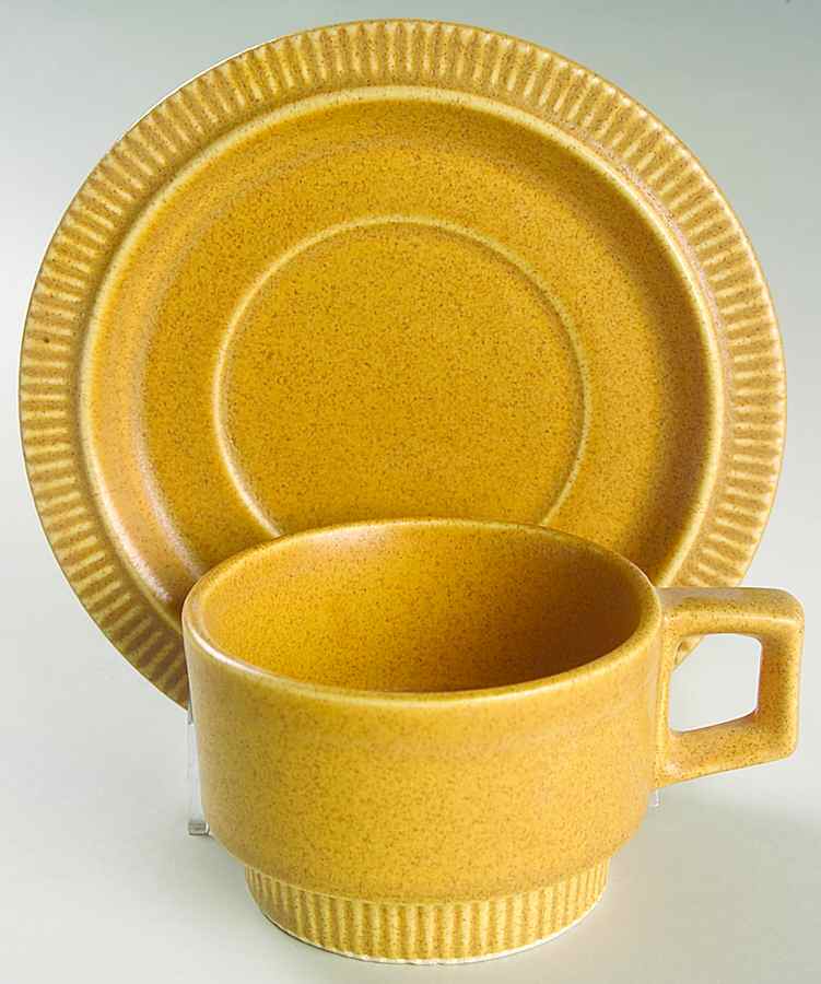 Nordic Gold Flat Cup & Saucer Set by Pfaltzgraff-1