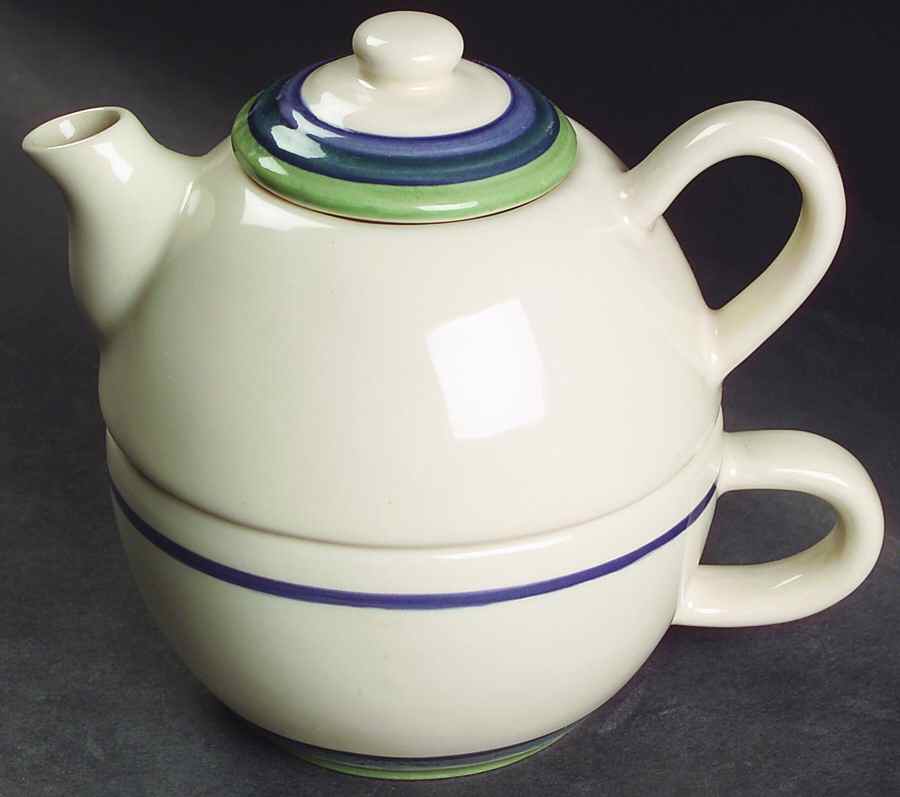 Ocean Breeze Individual Teapot & Lid with Cup by Pfaltzgraff-1