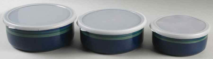 Ocean Breeze 3 Pc Metal Bowl W/Plastclid (5 3/4",6 5/8",7 1/4") by Pfaltzgraff-1