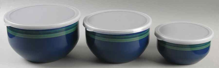 Ocean Breeze 3 Pc Metal Bowl & Plastic Lid (5 3/4", 7", 7 3/4") by Pfaltzgraff-1