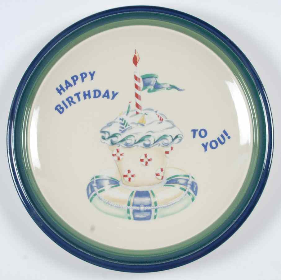 Ocean Breeze "Happy Birthday" Dinner Plate by Pfaltzgraff-1