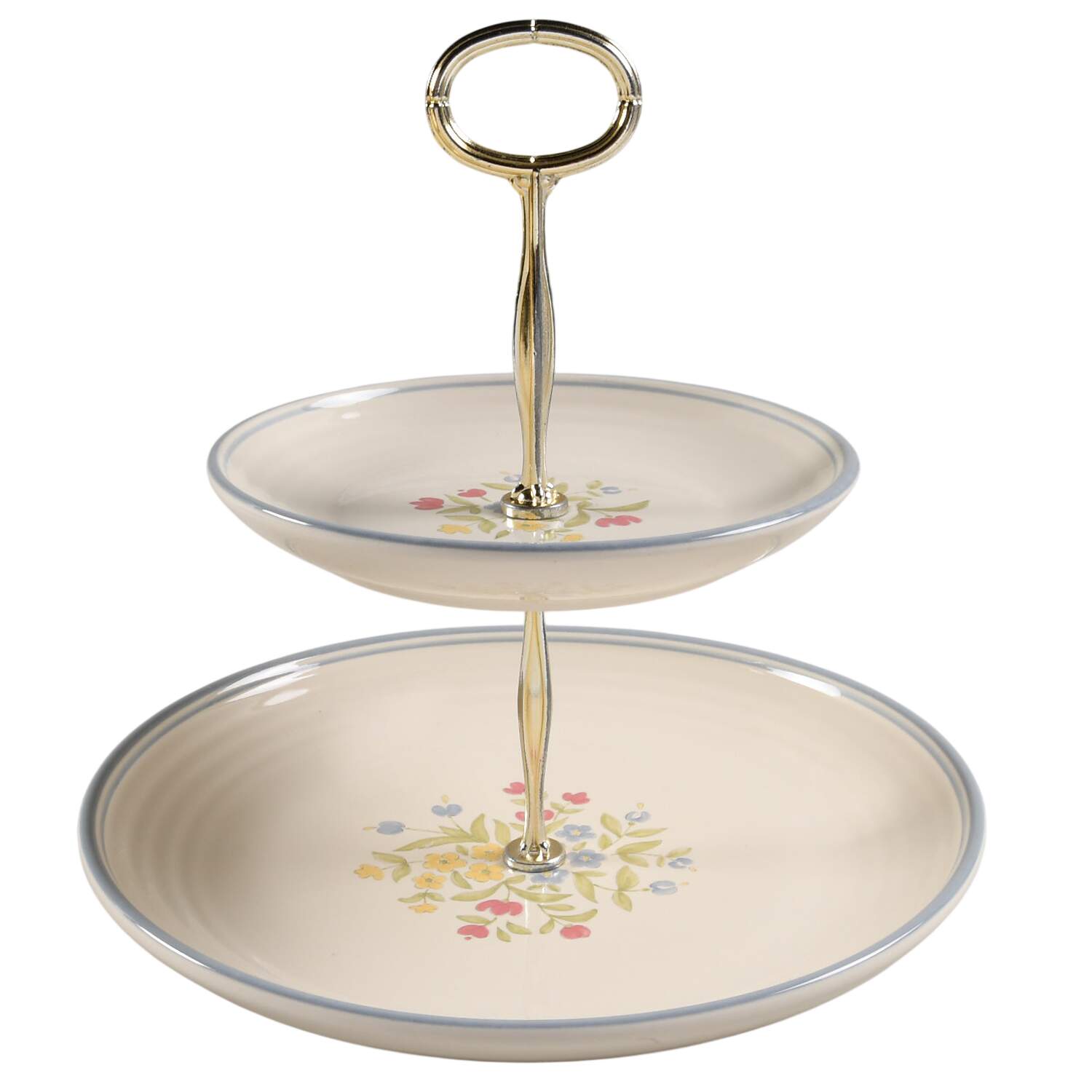 Perennials (Medley Collection) 6 5/8"-10"  2 Tiered Serving Tray (Dp, Sp) HC by Pfaltzgraff-1