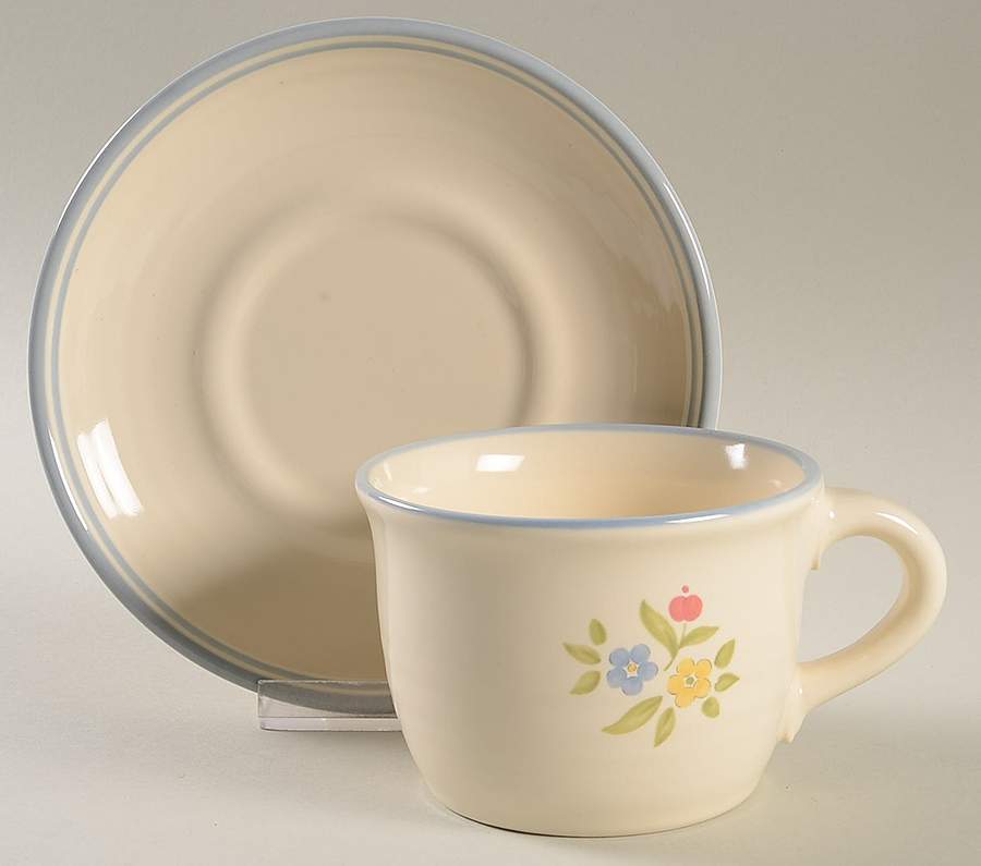 Perennials (Medley Collection) Flat Cup & Saucer Set by Pfaltzgraff-1