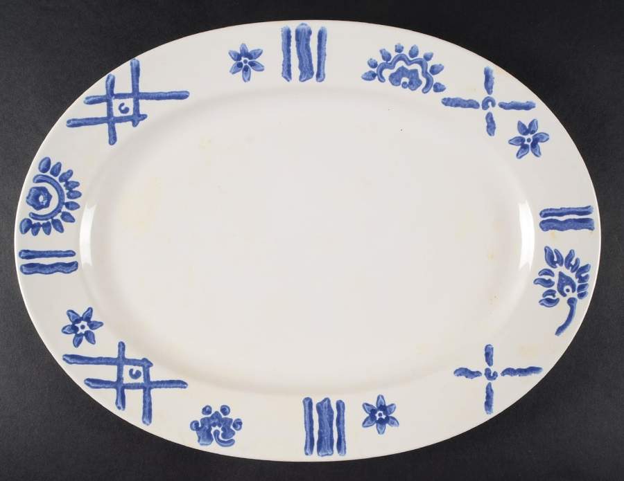 Tile Border 14" Oval Serving Platter by Pfaltzgraff-1