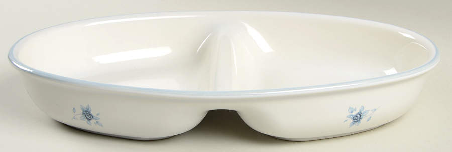 Poetry Glossy 12" Oval Divided Vegetable Bowl by Pfaltzgraff-1