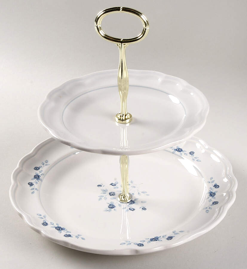 Poetry Glossy 6 5/8"-10"  2 Tiered Serving Tray (Dp, Sp) HC by Pfaltzgraff-1