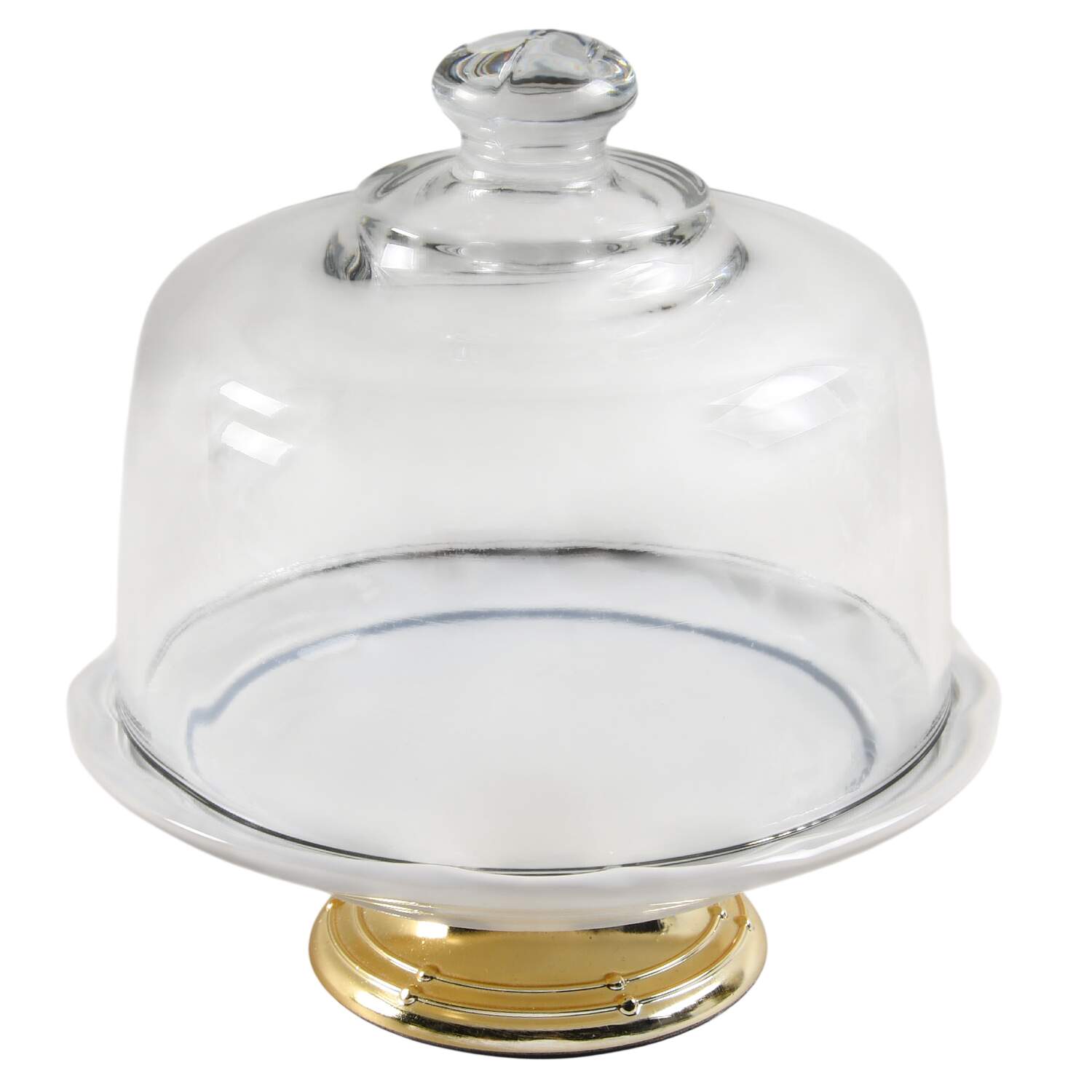 Poetry Glossy 6 1/2"-7 1/2" Footed Cheese Plate w/ Glass Dome HC by Pfaltzgraff-1
