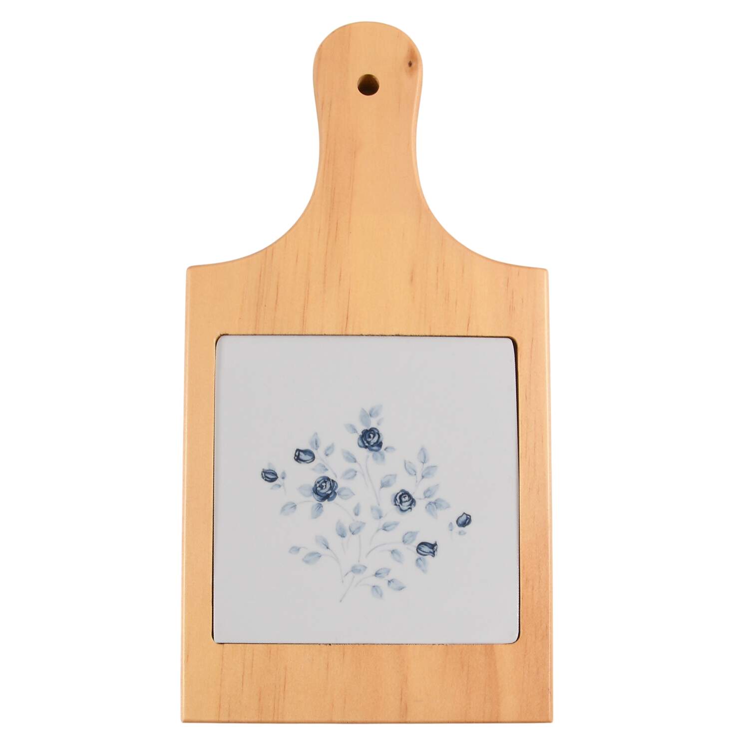 Poetry Glossy 10" Natural Wood Cheese Board with Tile  HC by Pfaltzgraff-1