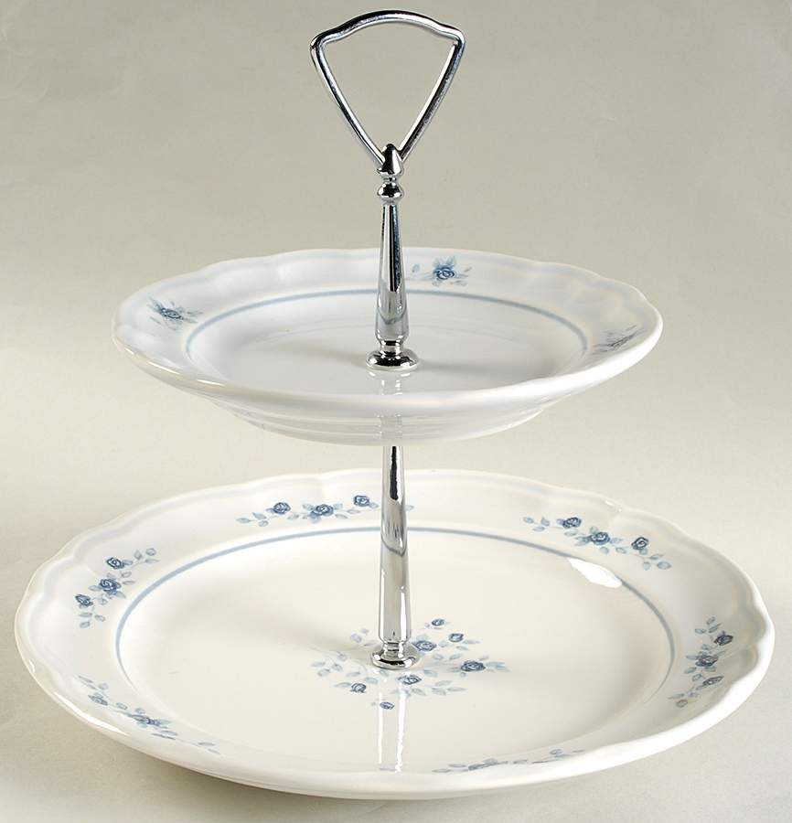 Poetry Glossy 2 Tiered Serving Tray (Dinner & Salad Plate) by Pfaltzgraff-1