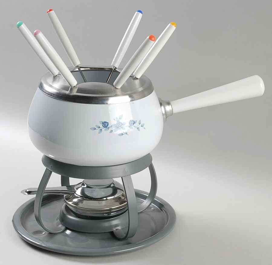 Poetry Glossy (11 Piece) Metal Fondue Set by Pfaltzgraff-1