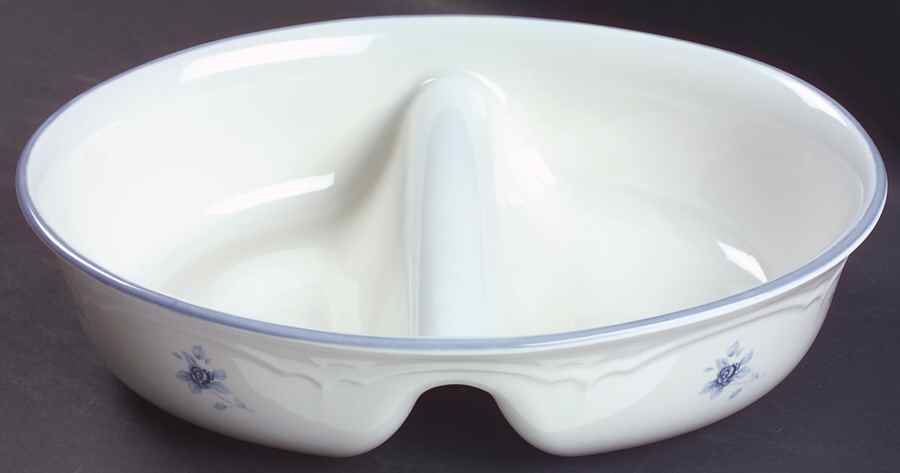 Poetry Glossy 12" Oval Divided Vegetable Bowl by Pfaltzgraff-1