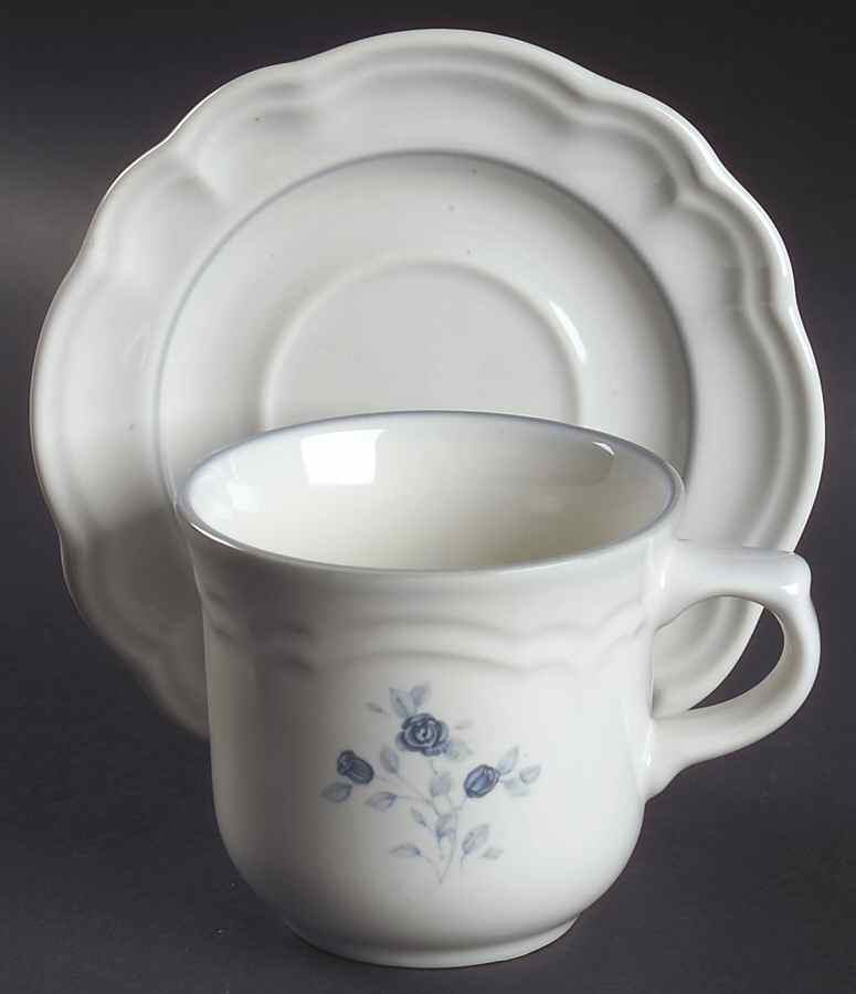 Poetry Glossy Flat Cup & Saucer Set by Pfaltzgraff-1