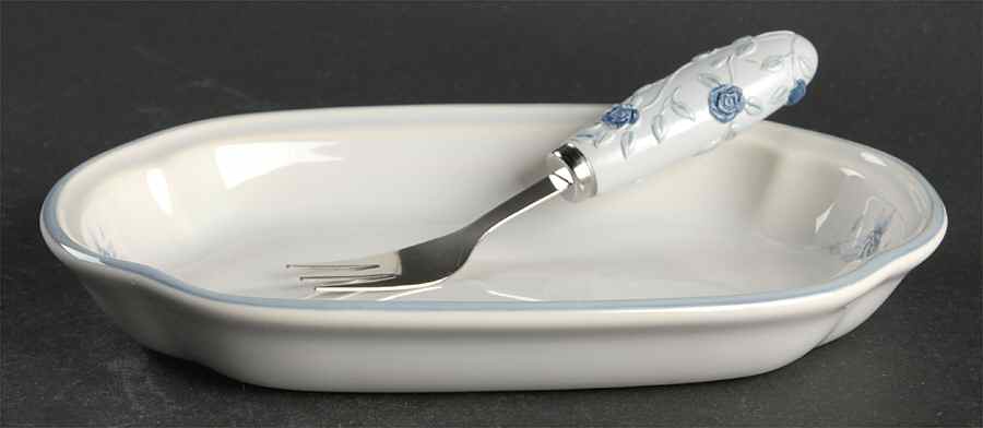 Poetry Glossy Hors d'Oeuvre Set (Tray and Fork) by Pfaltzgraff-1