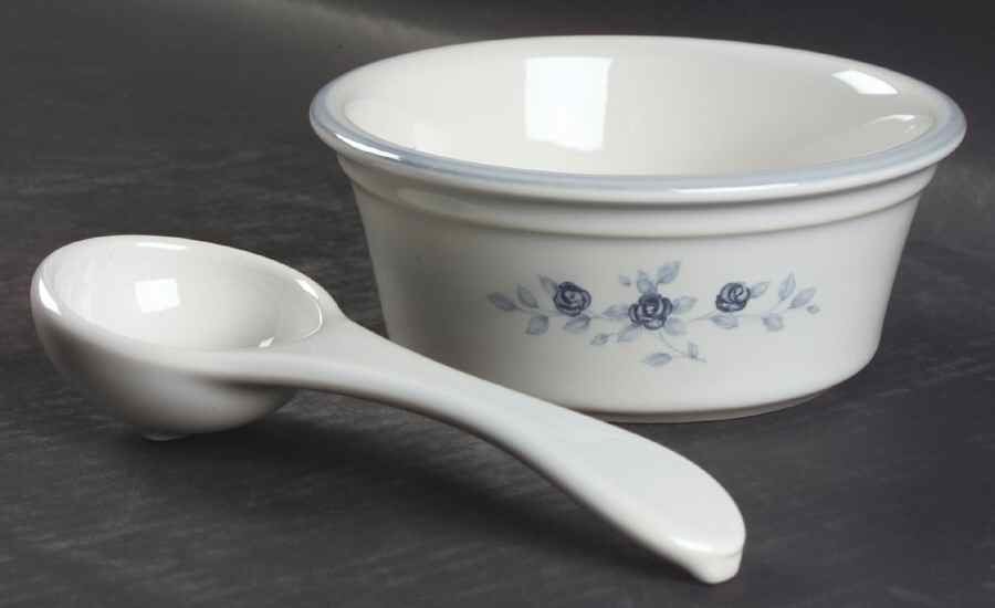 Poetry Glossy Dip/Salsa Crock & Ladle by Pfaltzgraff-1