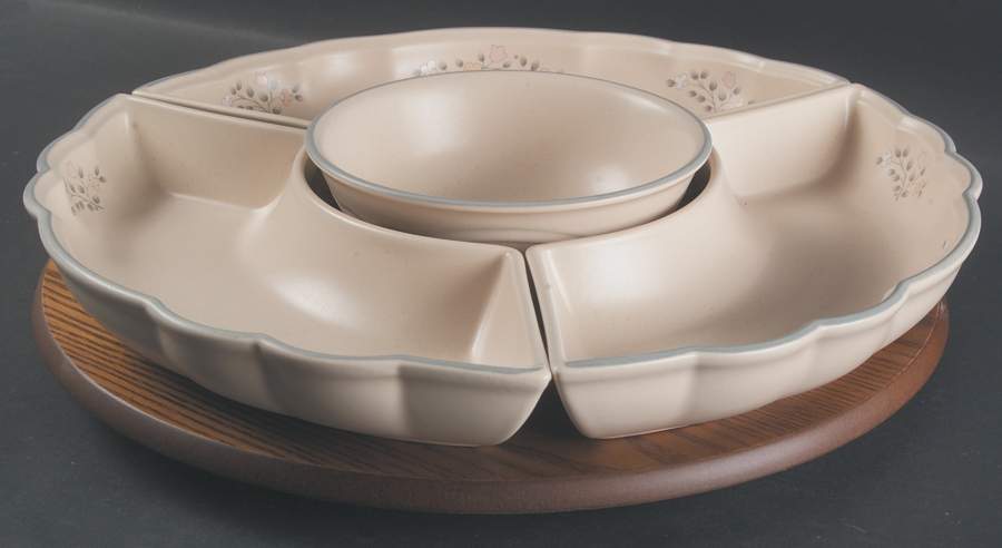 Remembrance (5 Pc) Lazy Susan (3 Sides, 1 Center & Wood Base) by Pfaltzgraff-1