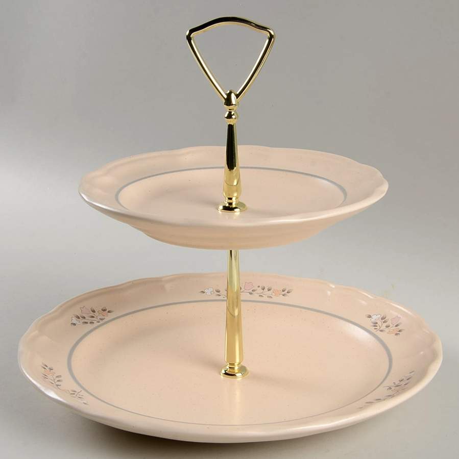 Remembrance 2 Tiered Serving Tray (Dinner & Salad Plate) by Pfaltzgraff-1