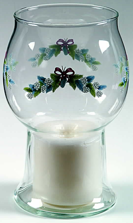 Red Ribbons Glass Pillar Float Candleholder by Pfaltzgraff-1