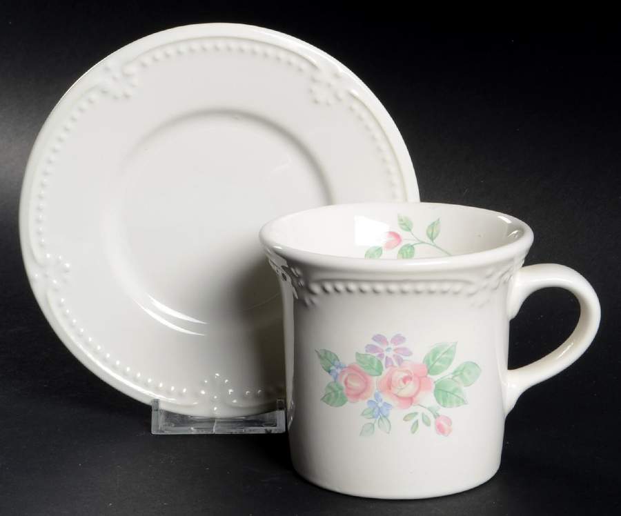 Rosalinda Flat Cup & Saucer Set by Pfaltzgraff-1