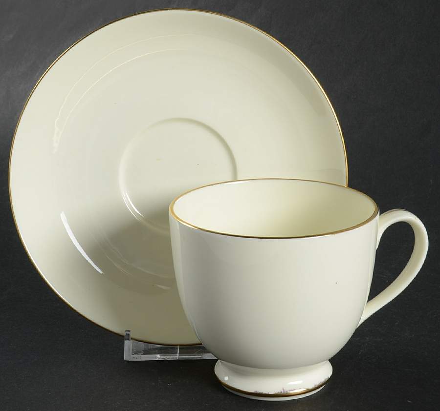Royale Cream Footed Cup & Saucer Set by Pfaltzgraff-1