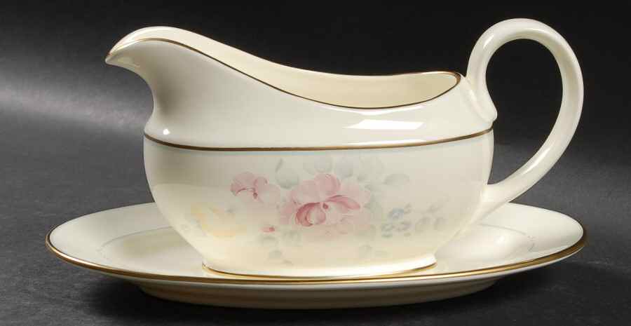 Secrets Gravy Boat & Underplate by Pfaltzgraff-1