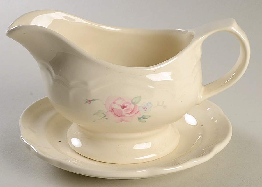 Secret Rose Gravy Boat & Underplate by Pfaltzgraff-1