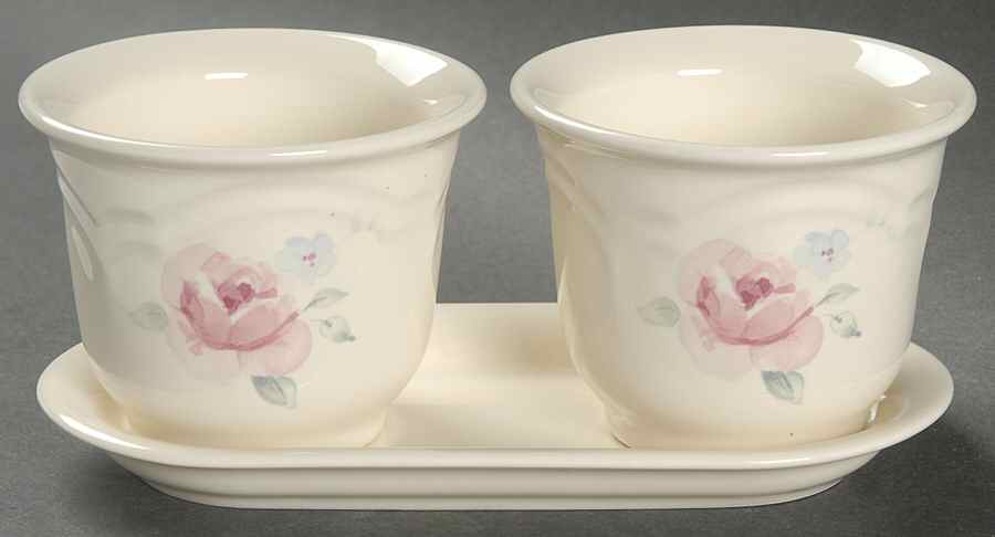 Secret Rose Herb Pots with Tray (2 Pots and 1 Tray) by Pfaltzgraff-1