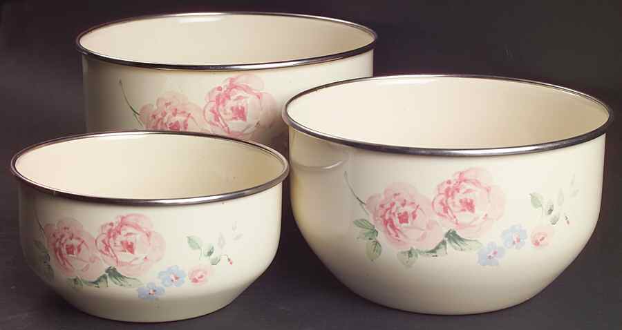 Secret Rose (3 Piece) Metal Bowl Set No Lids by Pfaltzgraff-1