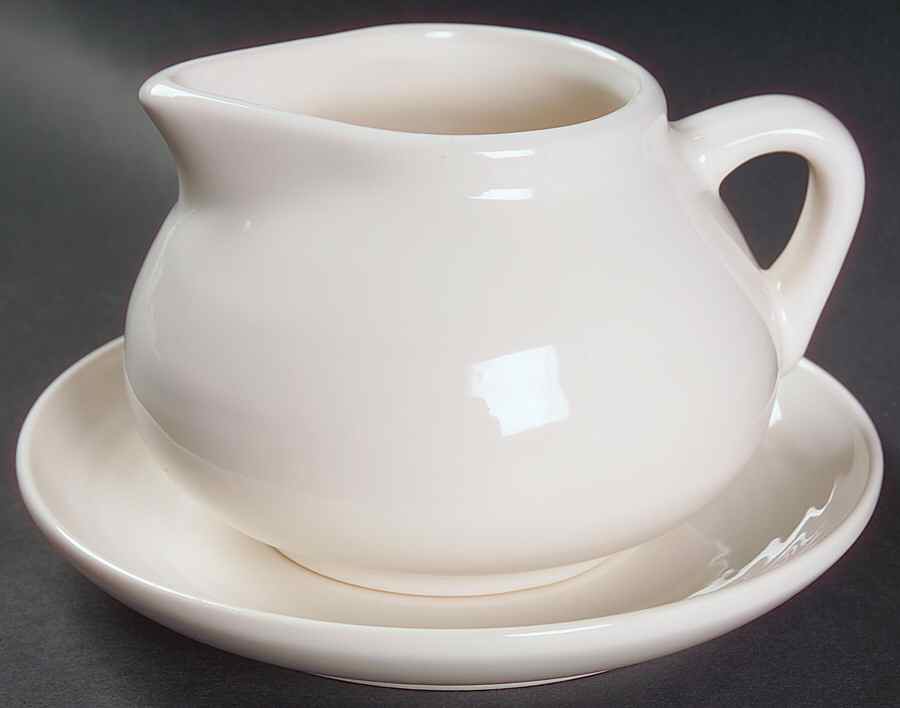 Simply White Circles Round Gravy Boat & Underplate by Pfaltzgraff-1