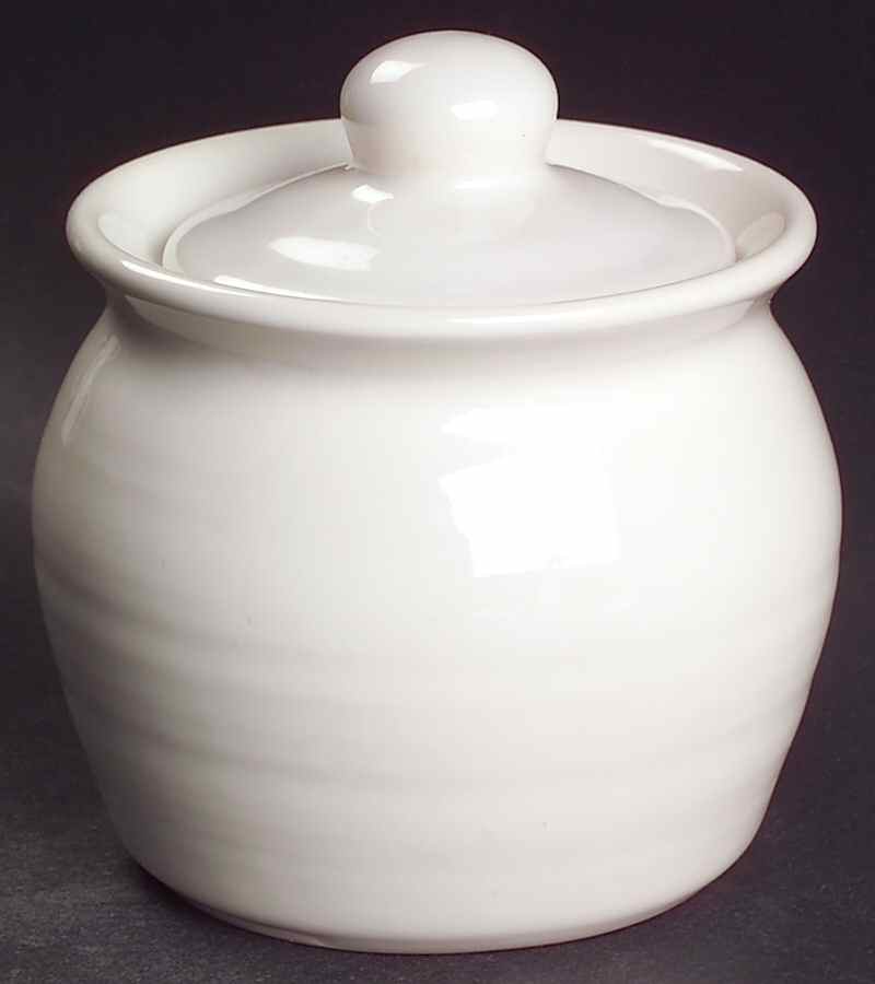 Simply White Circles Sugar Bowl & Lid by Pfaltzgraff-1