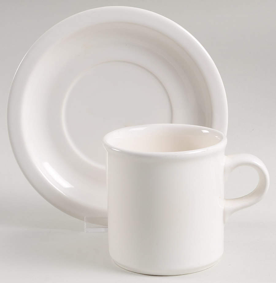 Simply White Shapes Flat Cup & Saucer Set by Pfaltzgraff-1