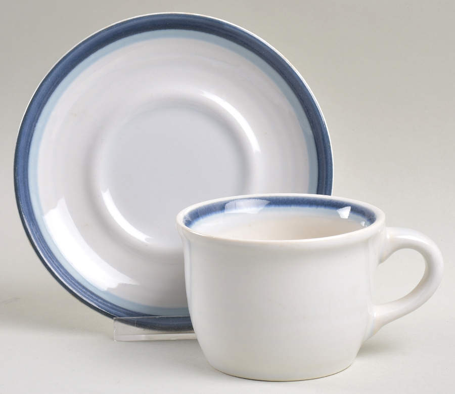 Sky Flat Cup & Saucer Set by Pfaltzgraff-1