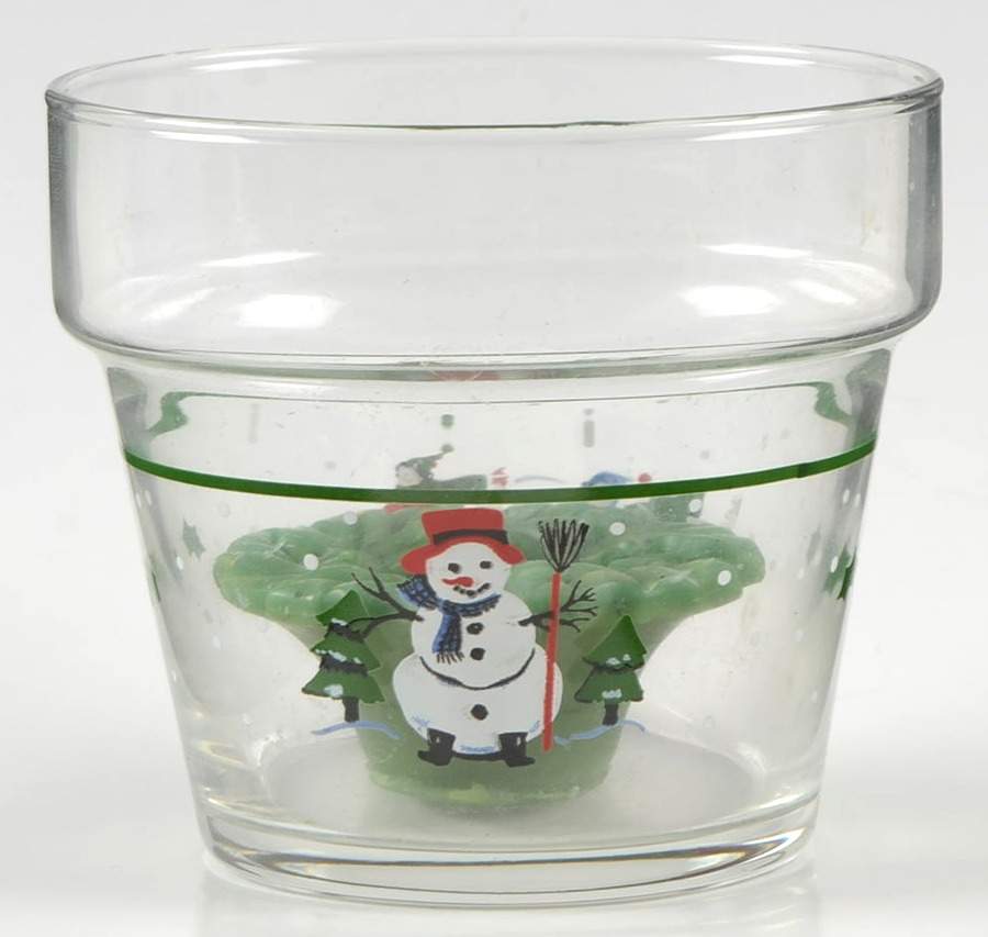 Snow Village Glassware Flower Pot/Votive by Pfaltzgraff-1