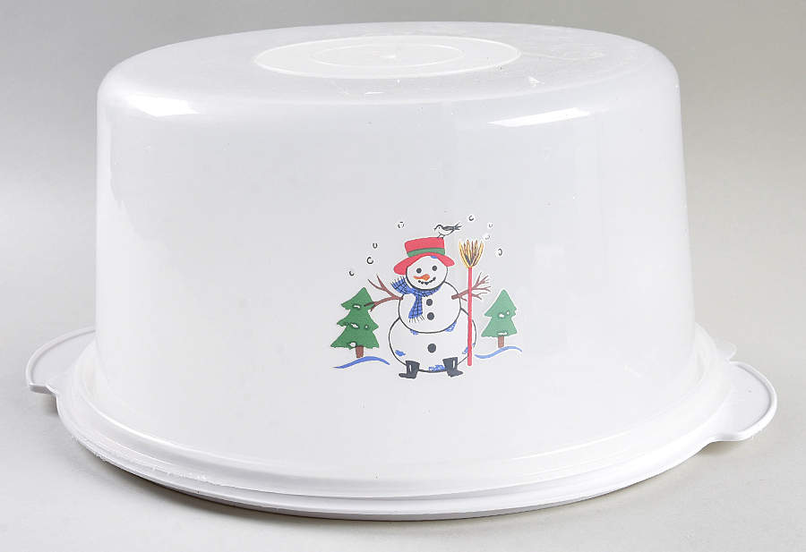 Snow Village Plastic Cake Server & Lid by Pfaltzgraff-1