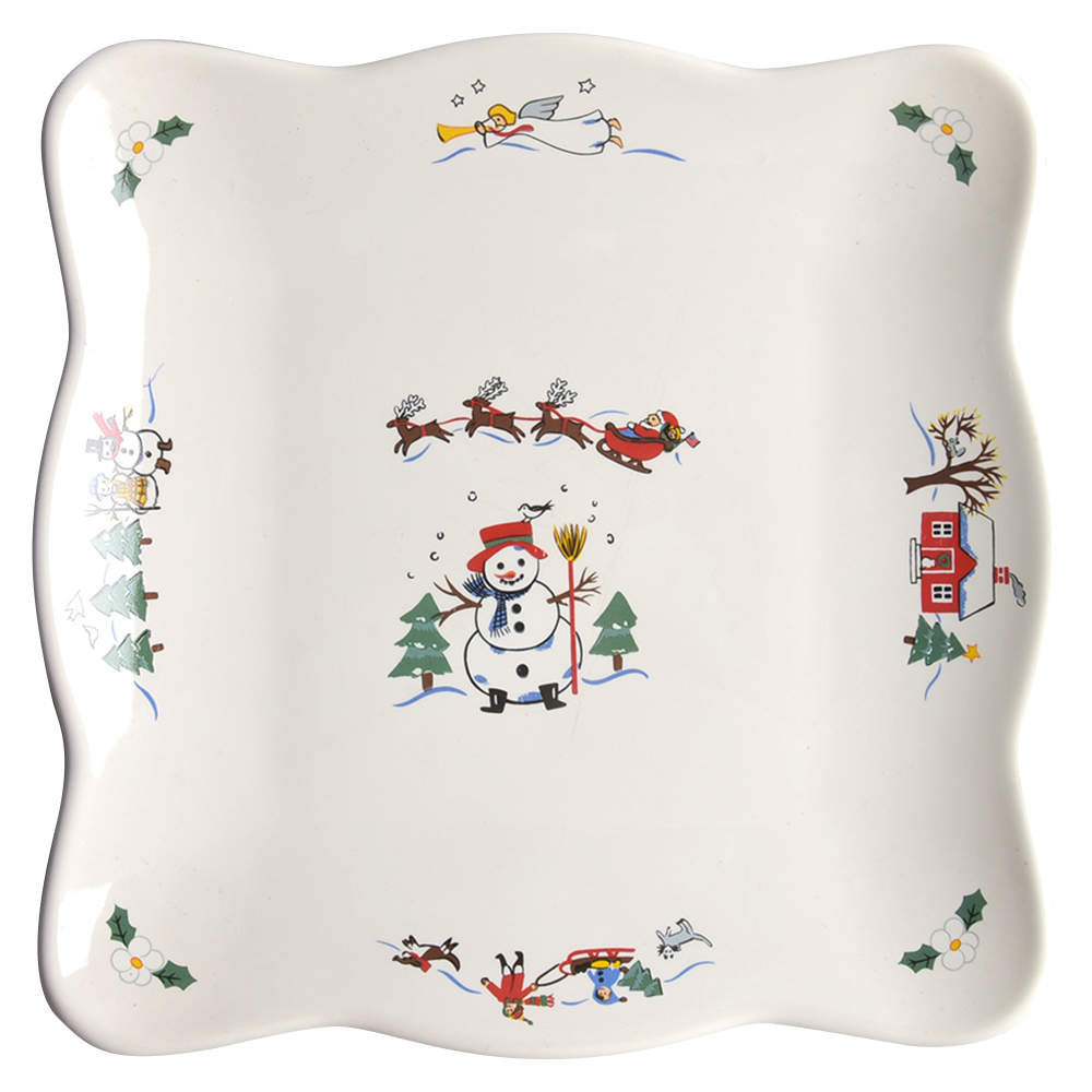 Snow Village 8" Square Buffet Plate by Pfaltzgraff-1