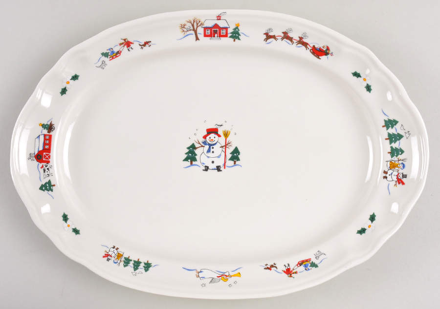 Snow Village 14" Oval Serving Platter by Pfaltzgraff-1
