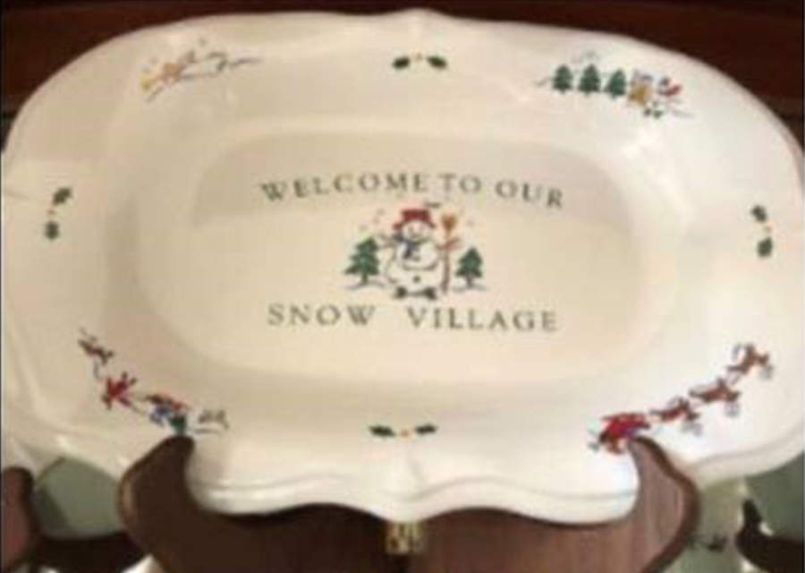 Snow Village Sculpted "Welcome" Bread Tray by Pfaltzgraff-1