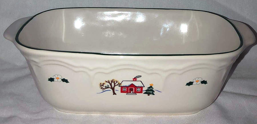 Snow Village Loaf Pan by Pfaltzgraff-1