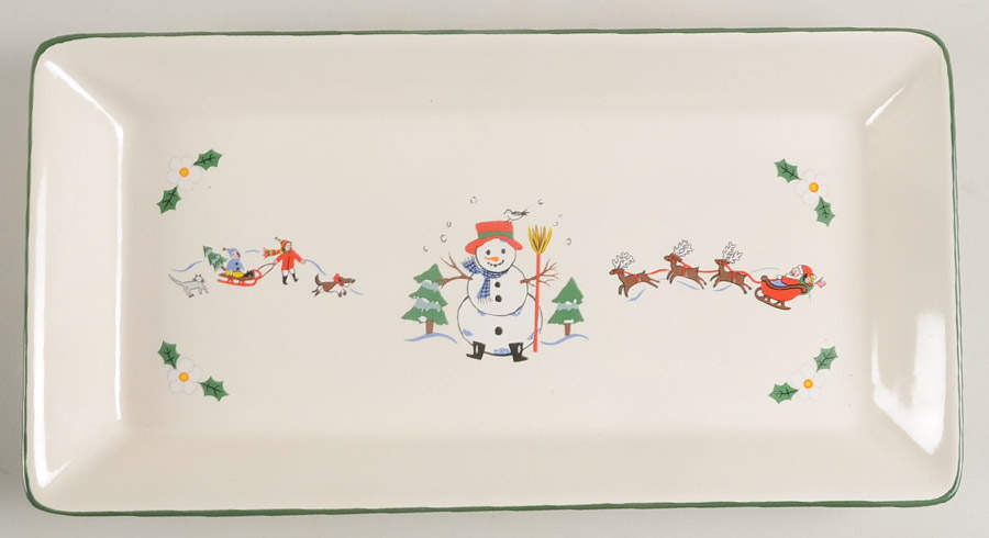 Snow Village Rectangular Tray 11" by Pfaltzgraff-1