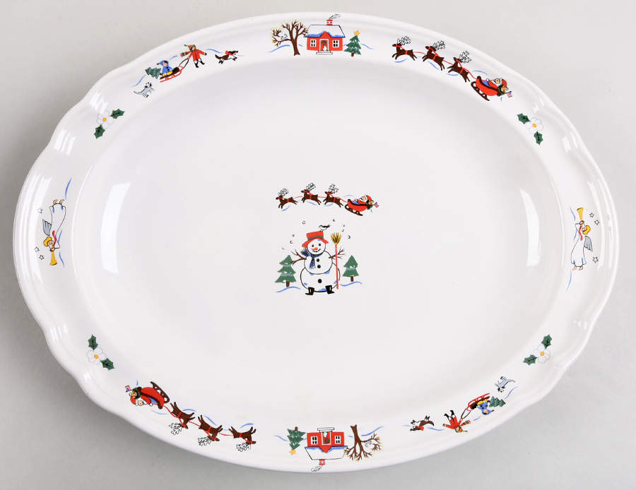 Snow Village 14" Oval Serving Platter by Pfaltzgraff-1