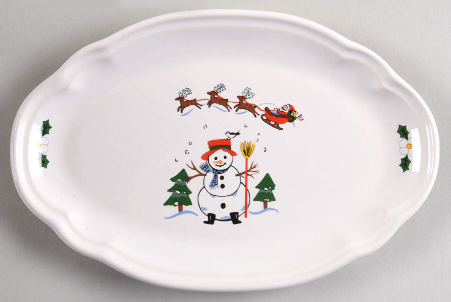 Snow Village Oval Dessert Plate by Pfaltzgraff-1