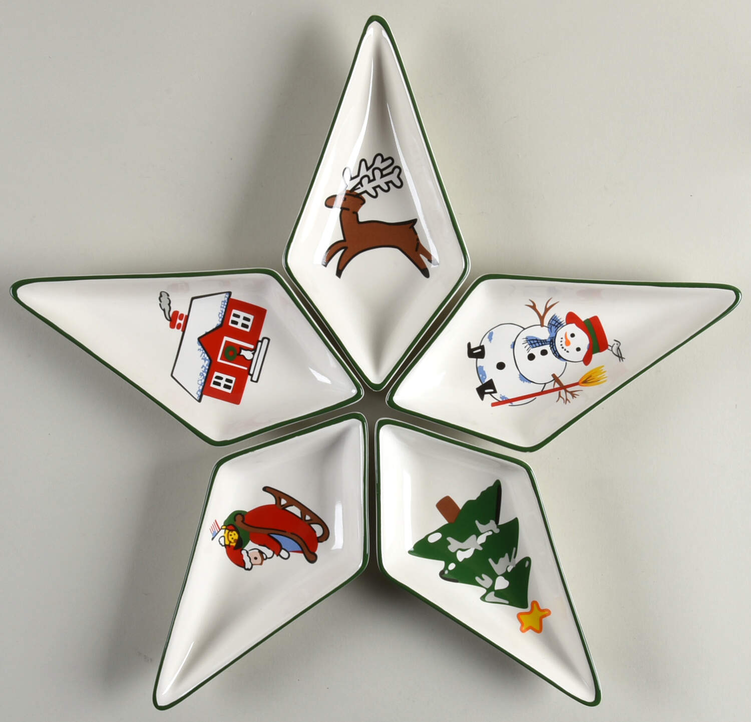 Snow Village 5 Individual Sections Star Shaped Dish by Pfaltzgraff-1