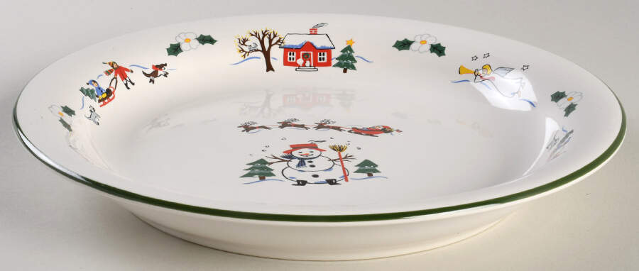 Snow Village 9" Pie Baking Plate by Pfaltzgraff-1
