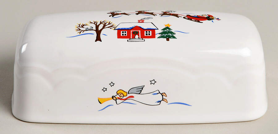 Snow Village Lid for 1/4 Lb Butter by Pfaltzgraff-1