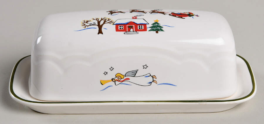 Snow Village 1/4 Lb Covered Butter by Pfaltzgraff-1