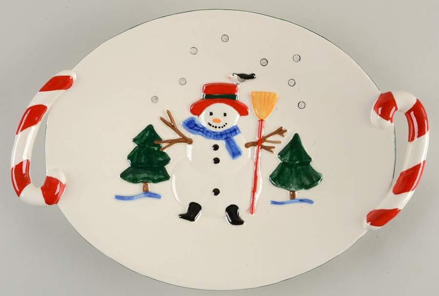 Snow Village 16" Sculpted Oval Serving Platter by Pfaltzgraff-1