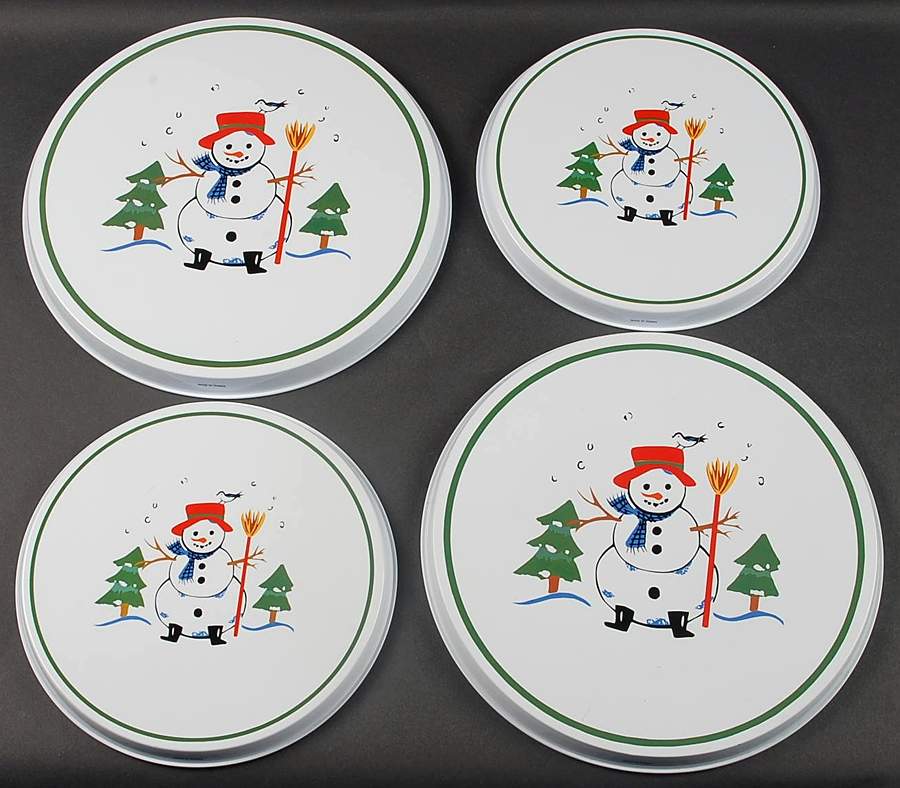 Snow Village (Set/4) Tin Stove Covers-2 8" & 2 10" Round Covers by Pfaltzgraff-1