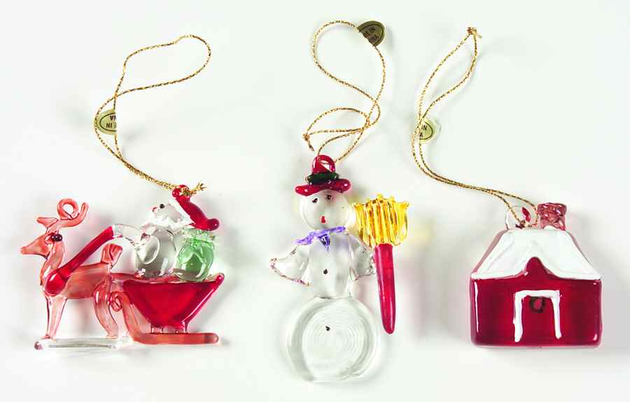 Snow Village Glassware Ornament (Set of 3) by Pfaltzgraff-1