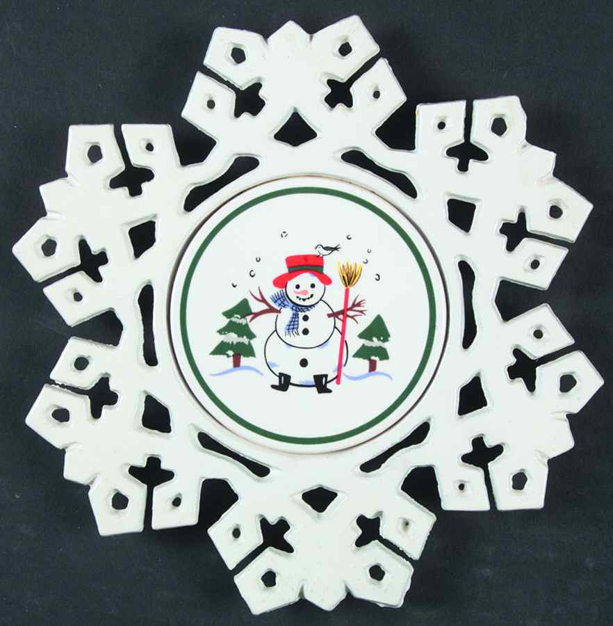 Snow Village Ceramic & Metal Snowflake Trivet by Pfaltzgraff-1